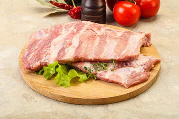 Raw pork ribs for cooking