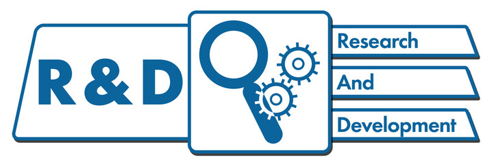 R And D - Research and Development Blue White Rounded Squares Horizontal 