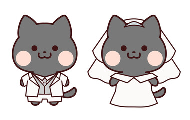 新郎と新婦の黒猫