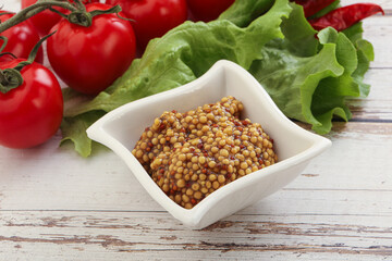 Mustard seeds sauce in the bowl