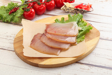 Sliced salted marlin fish carpaccio