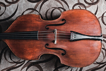 Fototapeta premium classic wooden double bass close-up. isolated.