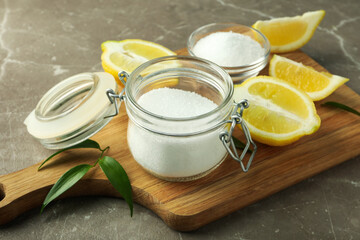 Concept of household cleaners with lemon acid