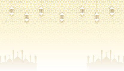 Ramadan mubarak background. Design with lantern shape white background. Vector.