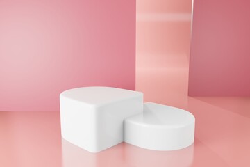 3d rendering illustration of podium stage display showcase for product placement in minimal design.