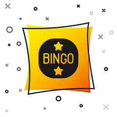 Black Bingo icon isolated on white background. Lottery tickets for american bingo game. Yellow square button. Vector