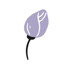 A rosebud in cartoon doodle style. Vector isolated floral illustration.