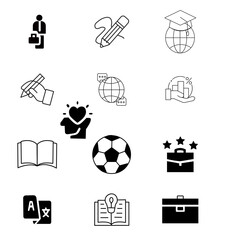 set of icons, language, soccer, professional, persolan skills icon 