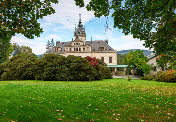 Park view on Velke Brezno castle, Czech Republic