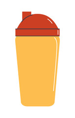 Plastic shaker bottle for liquids or protein shakes. Drink container. Flat illustration. Eps10