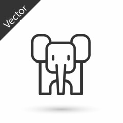 Grey line Elephant icon isolated on white background. Vector