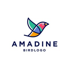 amadina bird logo. abstract cute little bird logo design, colorful logo design of little bird. 