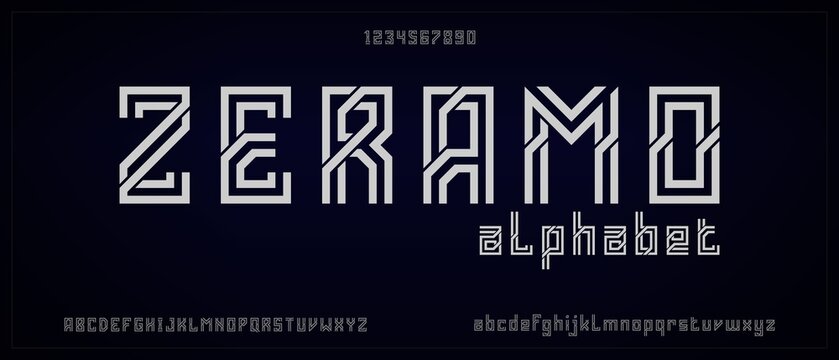 Zeramo, digital modern alphabet font with urban style template