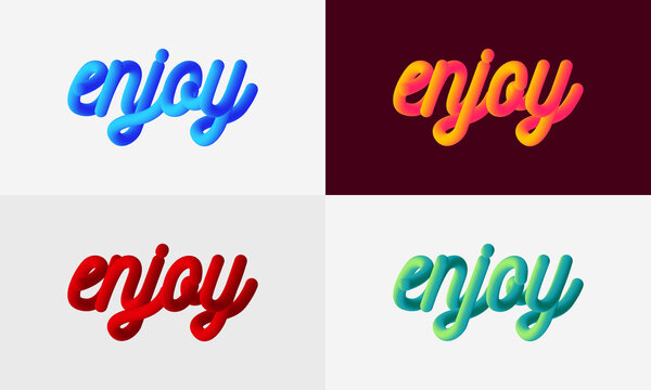 Modern Enjoy lettering line Blend Background, Vibrant gradient blended fluid