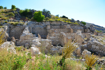 Fototapeta na wymiar ruins of ancient town Sagalassos among green grass