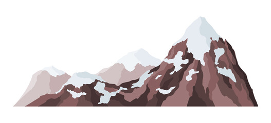 Nature mountain landscape. Rocky massif  Illustration. Winter peaks or hilltop. Range rock, mountain rocky environment top. Travel landscape , climbing or hiking mountains