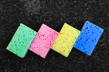 multi-colored sponges for washing dishes