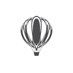 Vintage flying aerostat with basket line art decorative design vector illustration. Retro hot air balloon silhouette flight transport for travel. Old fashioned airship freedom journey voyage adventure