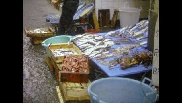 Fish street market stall detail in 60's