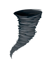 Tornado. Stylized cartoon hurricane icon. Rotating twister in flat style design.  illustration of weather cataclysm
