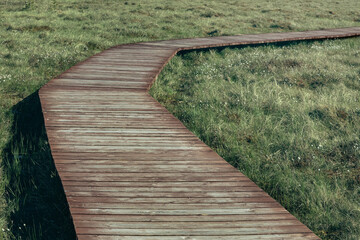 eco trail, wooden flooring for hiking in nature