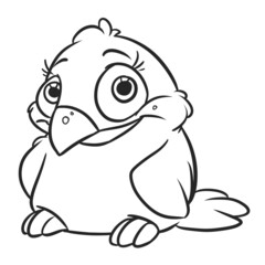 Little funny bird coloring page cartoon illustration