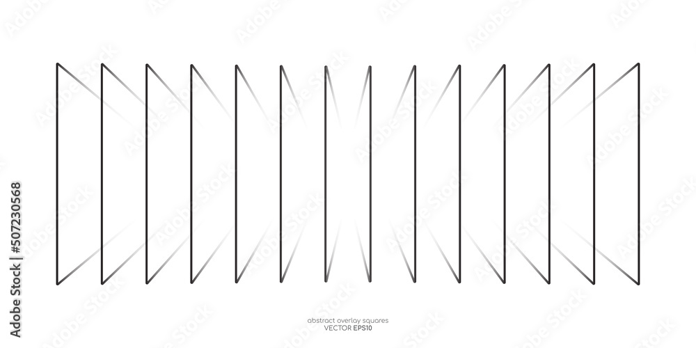 Aufkleber Abstract perspective rectangles line frame overlay pattern isolated on white background. Vector illustration in concept technology, modern, music.
