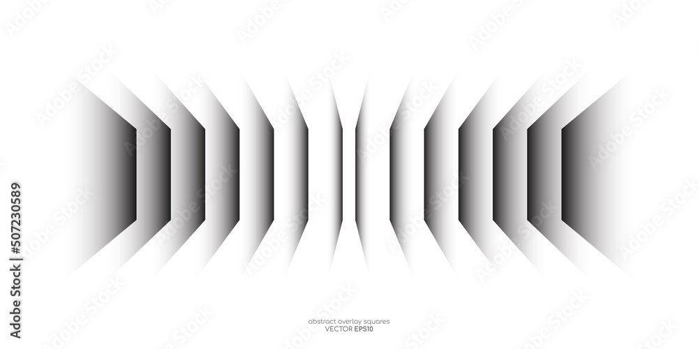 Poster Abstract perspective rectangles overlay light shadow pattern isolated on white background. Vector illustration in concept technology, modern, music.