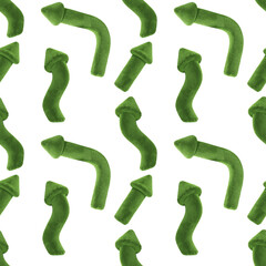 Green arrows, grass pointers. Seamless pattern. 3d illustration.