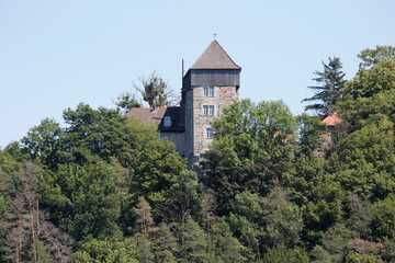 Die Burg "Burg Fürstenstein". Albungen, Hessen, Deutschland, Europa  --
The high castle "Burg Fuerstenstein". Albungen, Hesse, Germany, Europe
