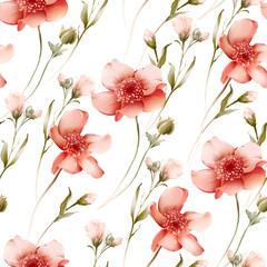 Seamless pattern with wildflowers in a watercolor style - 507231567