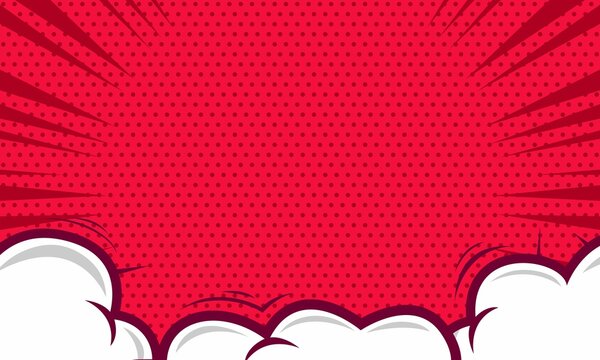 Comic abstract red background with cloud illustration