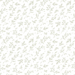 Leaves seamless vector pattern. Hand drawn background with green leaf. Pattern with eucalyptus leaves. Pastel color.