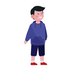 Happy boy flat vector illustration. Senior man with cane walking with grandchildren. Grey haired grandpa. Family, relations concept for banner