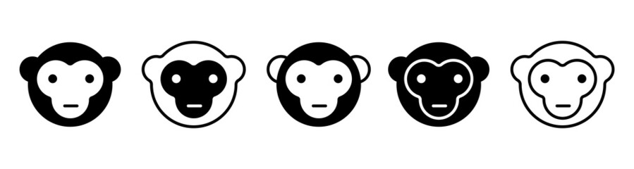 Monkey vector icon.Set of simple monkey sign.