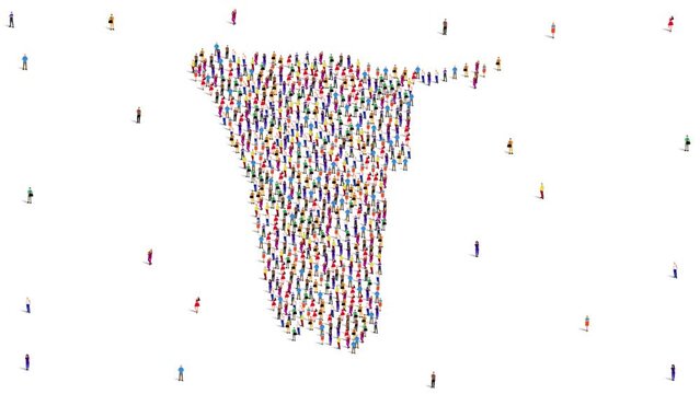 Namibia Map A large group of people form to create a Namibia map. 4K Video Animation.