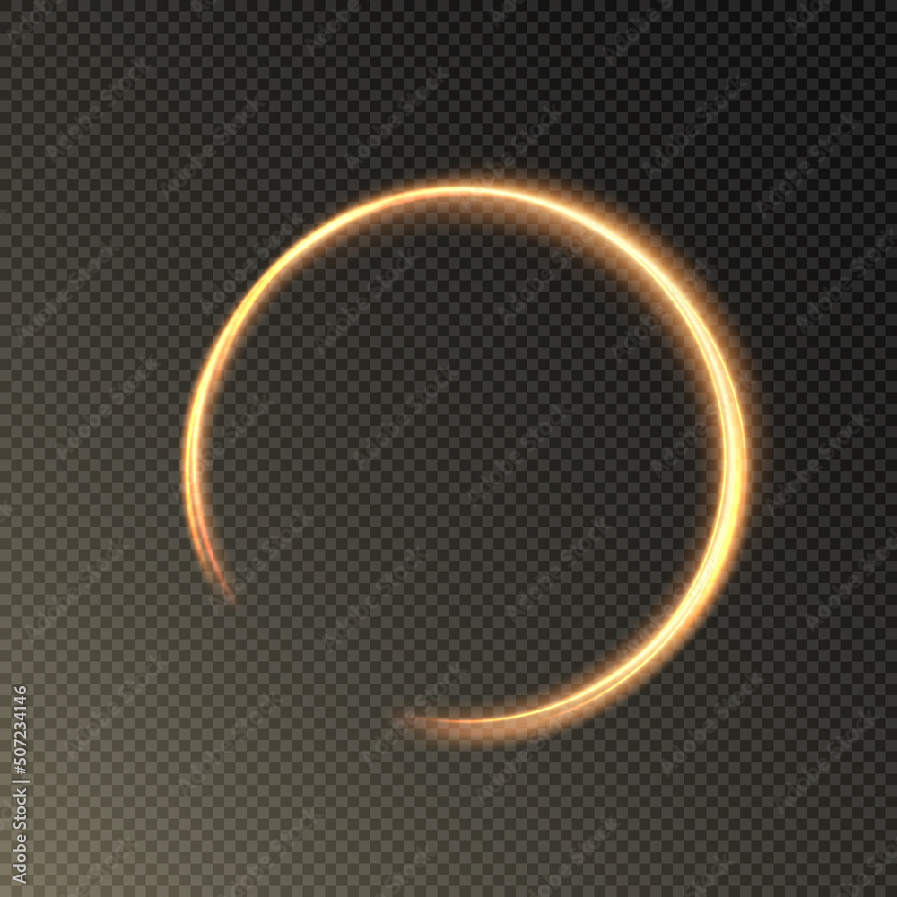 Poster golden abstract transparent background semicircular light effect, light energy flow. vector