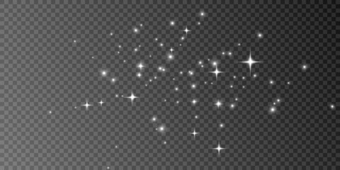 Light effect with lots of shiny shimmering particles isolated on transparent background. Vector star cloud with dust.
