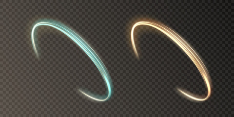 Golden abstract transparent background semicircular light effect, light energy flow. Vector