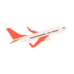 Incoming passenger plane. Simple flat vector isolated on white background