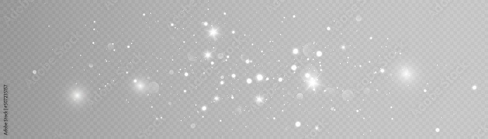 Poster Light effect with lots of shiny shimmering particles isolated on transparent background. Vector star cloud with dust.