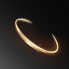 Golden abstract transparent background semicircular light effect, light energy flow. Vector