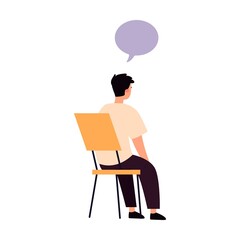 People suffering from problems, attending psychological support meeting. Patients sitting in circle, talking. Vector illustration for group therapy concept