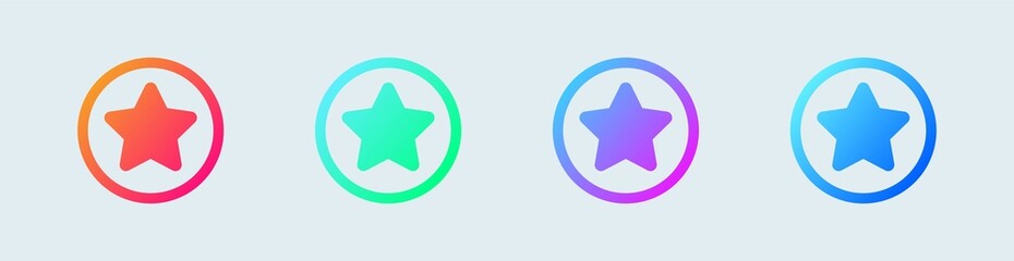 Stars icon set in circle and gradient colors. User interface vector icon.