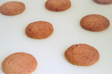 oatmeal cookies on a white background, cookie background