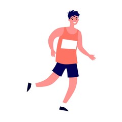 Family jogging in park, running marathon. Vector illustration for lifestyle, outdoor activity, sport, leisure, fitness concept