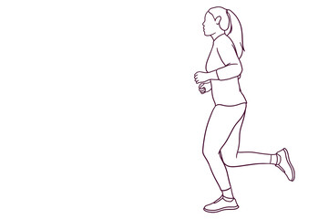 Fototapeta na wymiar hand drawn woman jogging, workout training illustration