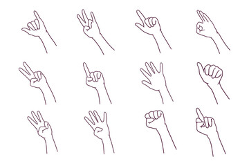 hand drawn inside of hand gesture illustration, finger gesture