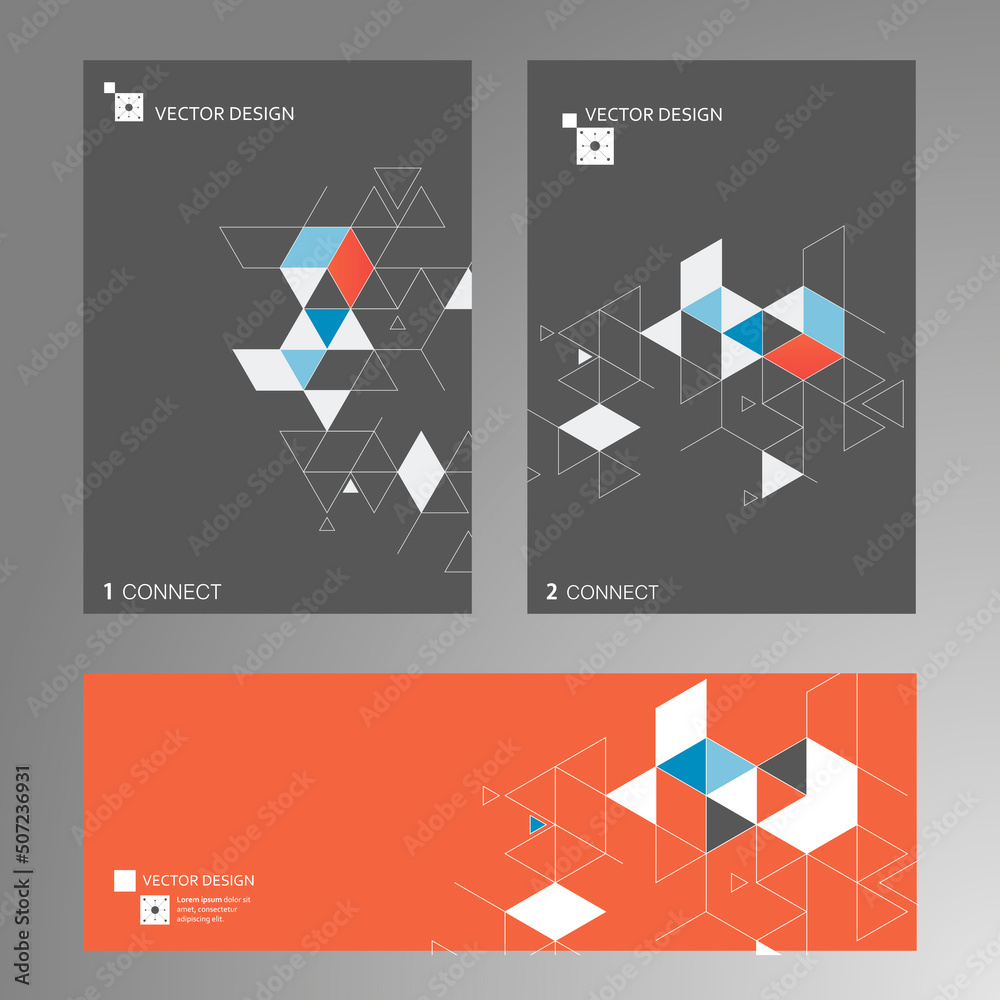 Aufkleber Abstract geometric composition with decorative triangles. Vector business design. Technology art modern illustration