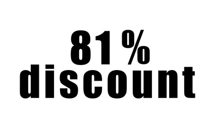 Percentage discount written in black on a high quality isolated white background
